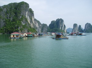 Floating village in Ha Long Bay...