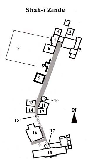 Plattegrond van de Shah-i-Zinda...