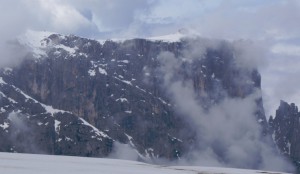 De 2563 m. hoge Monte Pez gezien vanaf de Seizer Alm...