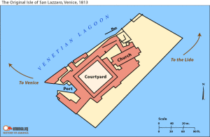 Het eiland San Lazzaro in 1813