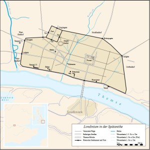 Londinium omstreeks 400 n.Chr.