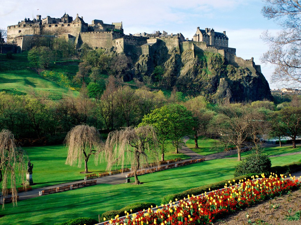 Edinburgh Castle vanaf de Princess Street Gardens...