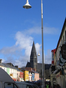 Bright coloured houses in downtown Clifden...