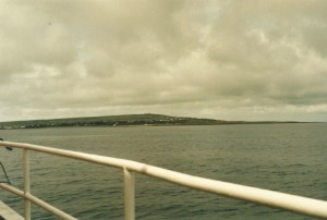 First sighting of Inishmore and the lighthouse on the highest point...