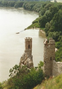 The Maiden Tower over the confluence of Danube and Morave rivers...