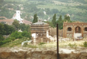 Film set with Indian temple ruins...