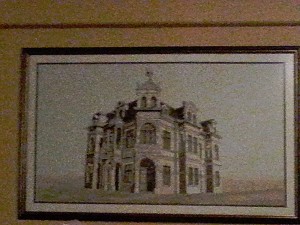 Drawings of buildings in the strange architecture of Swakopmund decorated this pub's walls...