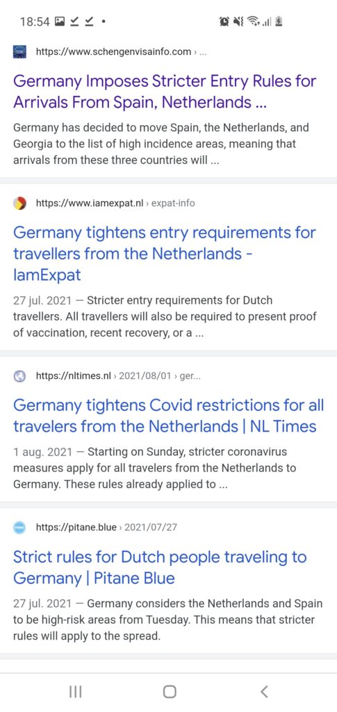 Stricter restriction for travelling from The Netherlands to Germany