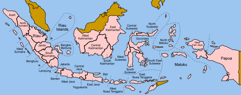 Geïllustreerde kaart van Indonesië met steden en